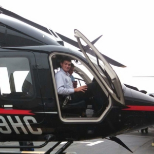 Eric Bykowsky sits in a Bell 429 during his internship at TexTron