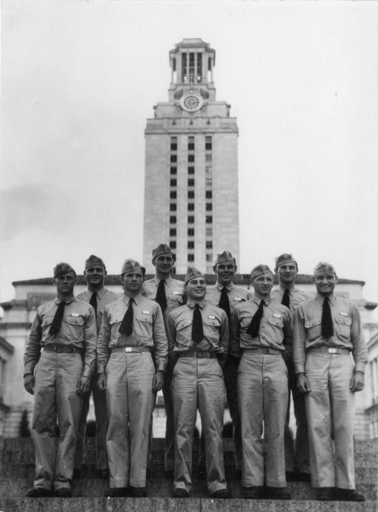 1943, A Few V 12 students in front of UT Tower. Courtesy photo