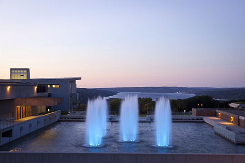 Ithaca College Fountains at Dusk